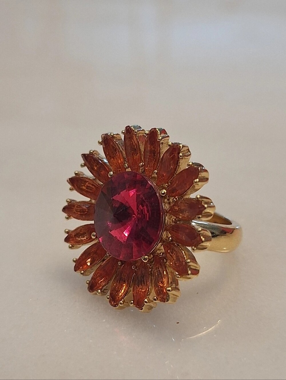 Kate Spade Pink & Orange Flower Ring EUC - Picture 4 of 4
